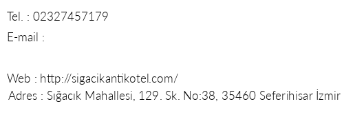 Sack Antik Hotel telefon numaralar, faks, e-mail, posta adresi ve iletiim bilgileri